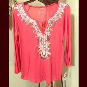 INC Coral mid sleeve shirt